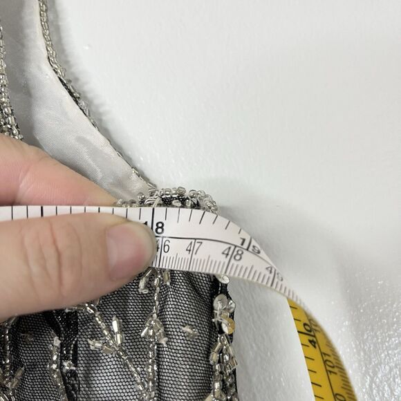 Y2k 90s Vintage Tank Black Mesh Beades Sequin Sheer Sz S/M - Picture 6 of 7